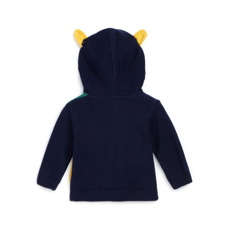Boys Dark Blue Colorblocked Cardigan image number 1
